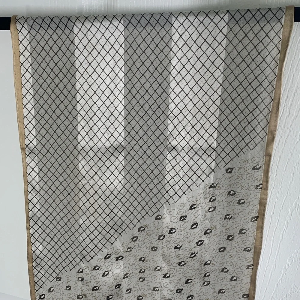 Perry Ellis silk scarf silver, tan mixed print